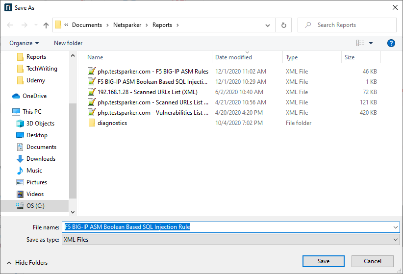 WAF Rules Export Saving Image