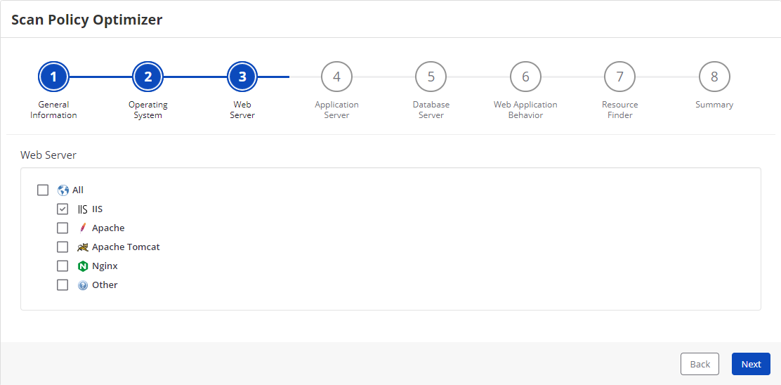 Invicti Enterprise Scan Policy Optimizer - Web Server Step