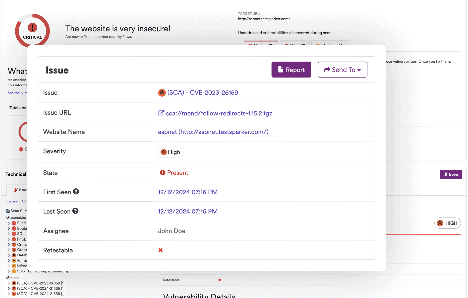 SCA Scanning - Issue Detail